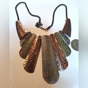 Multi-Tone Metal Statement Necklace | Artisan Boho Bib